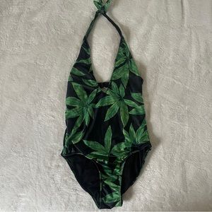 Weed Leaf One Piece Bathing Suit